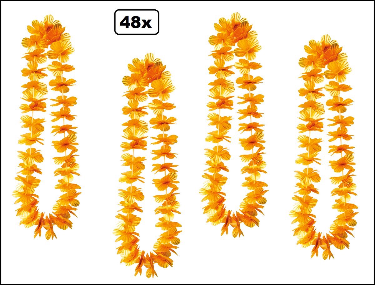 48 stuks Hawai slinger oranje - bloemenkrans - Holland WK Voetbal thema feest hawaii krans Nedrland