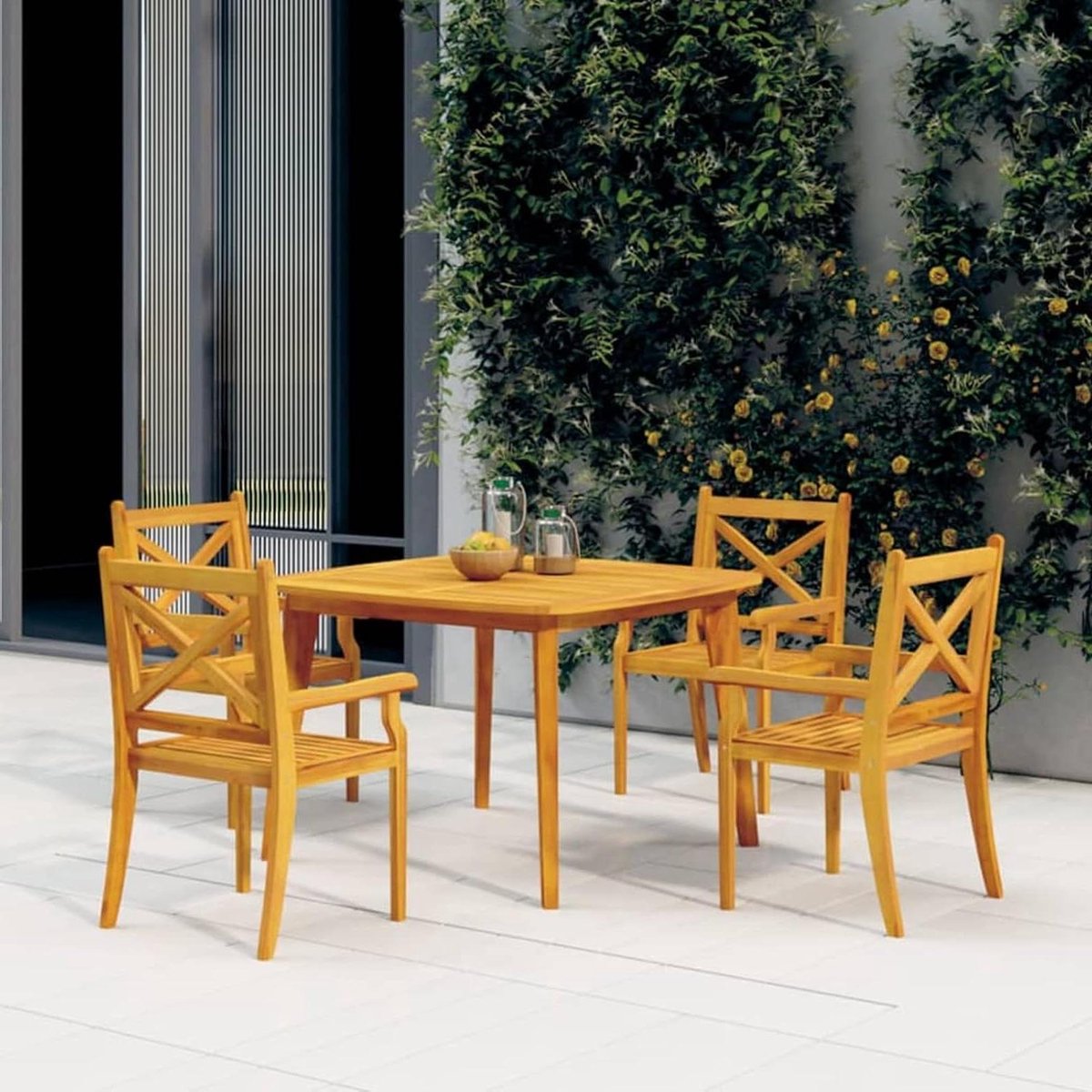 Tuintafel - Buitenmeubel - Buiten dineren - Robuust acaciahout - 110 x 110 cm - Bruin