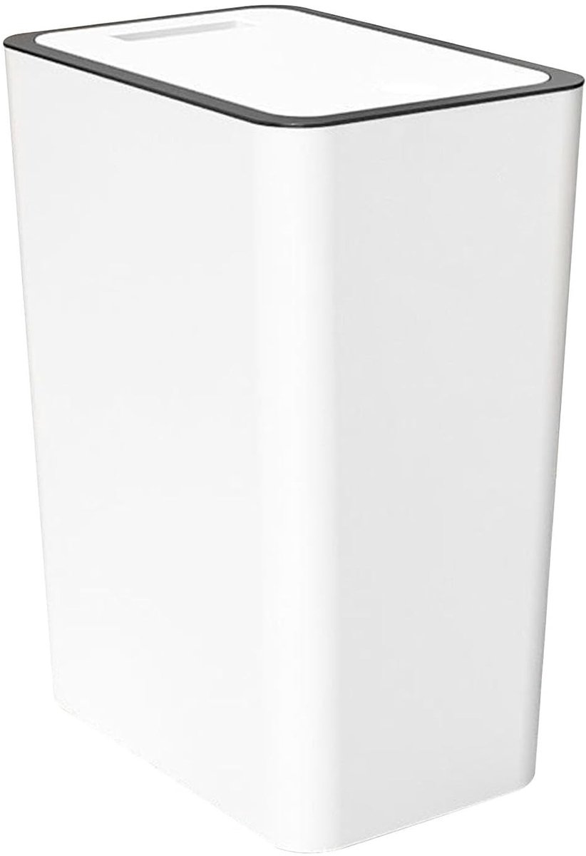 Elegante Witte Prullenbak met Deksel - 15L Capaciteit, Ideaal voor Badkamer, Keuken en Kantoor - Stijlvol en Functioneel Afvalbeheer
