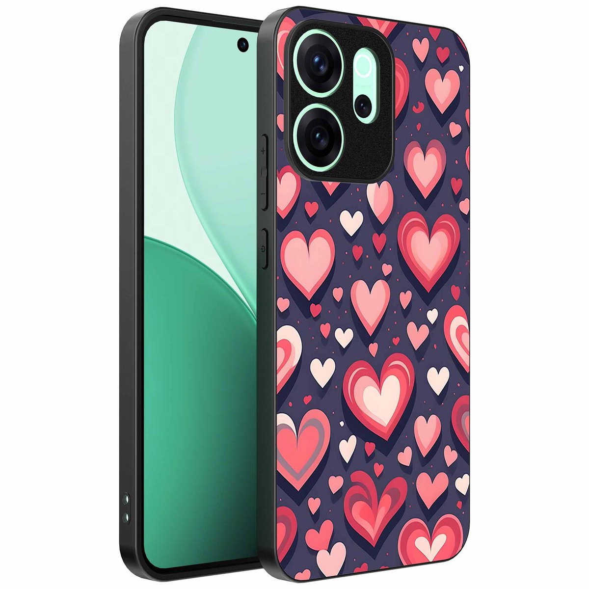 Geschikt voor Oppo Reno 15 Pro Telefoonhoesje met Hartjes Opdruk - TPU Backcover Case With Heart Design - Smartphonica geschikt voor Oppo Reno 15 Pro