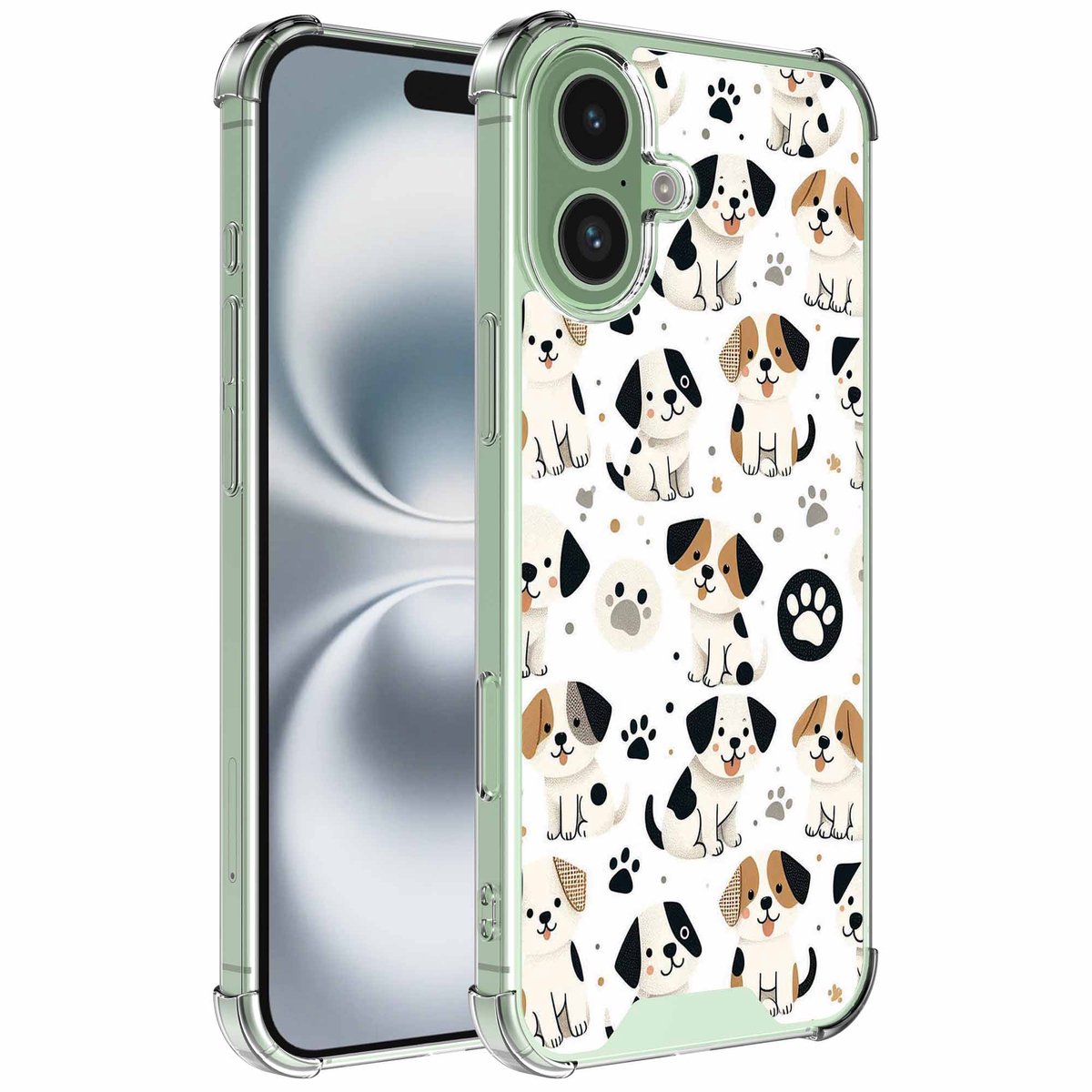 Smartphonica Geschikt voor iPhone 16 Plus Telefoonhoesje met Honden en Pootjes opdruk - Draadloos op te laden - Shockproof Siliconen TPU Strong Case - Sterk Schokbestendig Telefoonhoesje geschikt voor iPhone 16 Plus