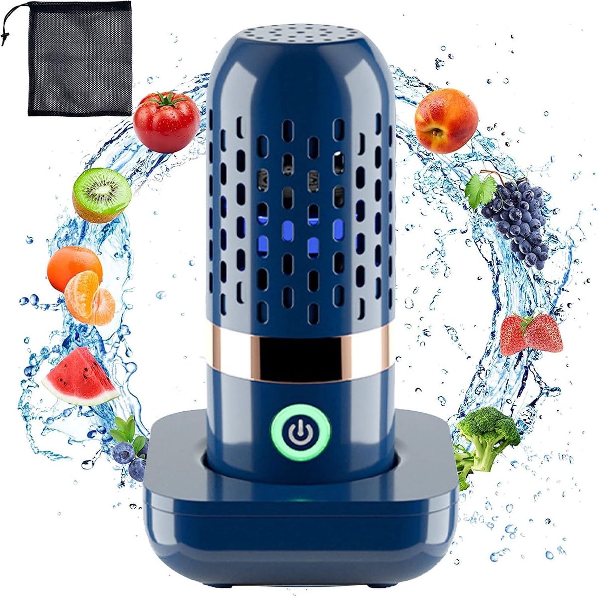Draagbare Fruit- en Groente Cleaner met 3000mAh, Oplaadbare IPX7 Waterdichte Schoonmaakmachine voor Eten en Groenten