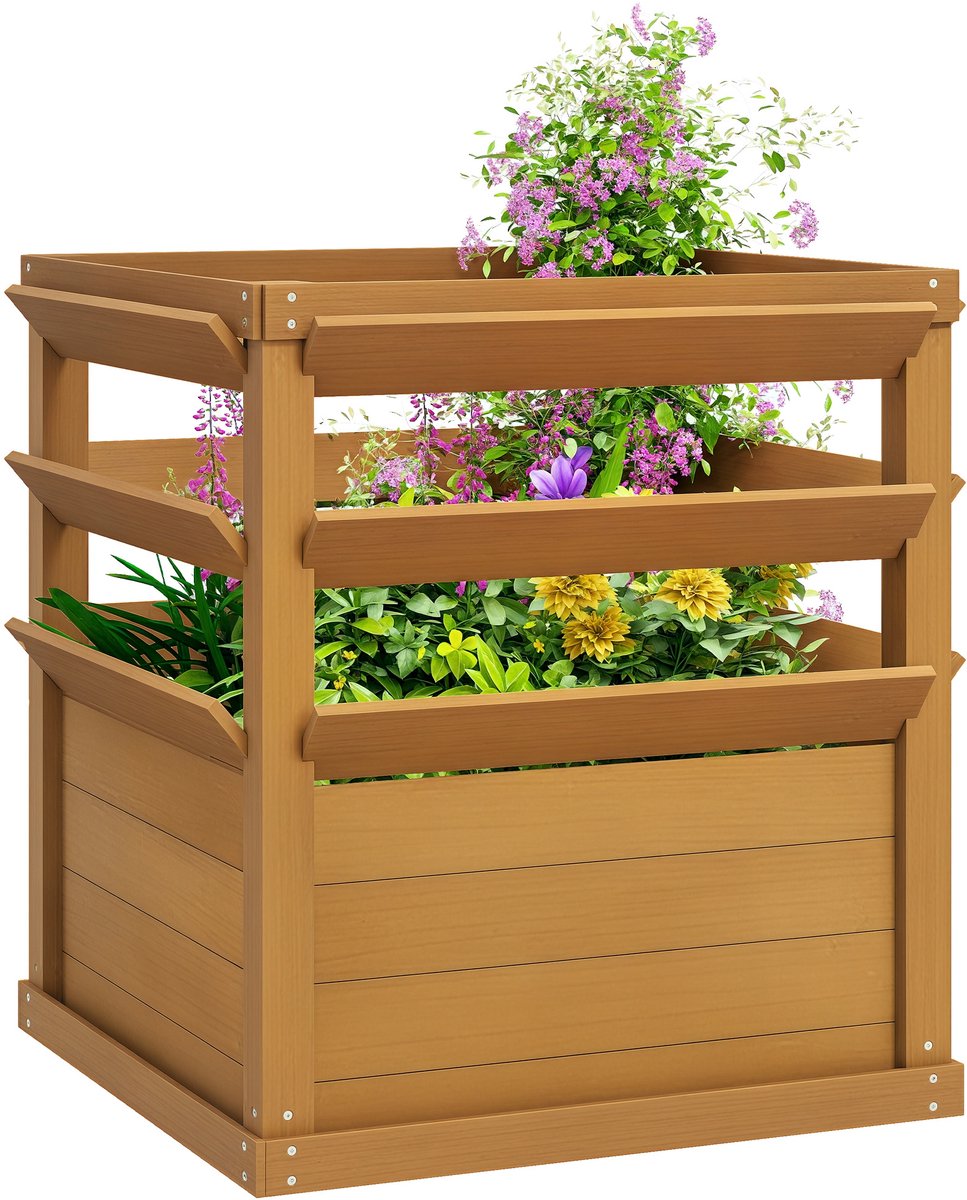 Outsunny tuinbed - Vurenhout - 65x65x73cm - Bruin