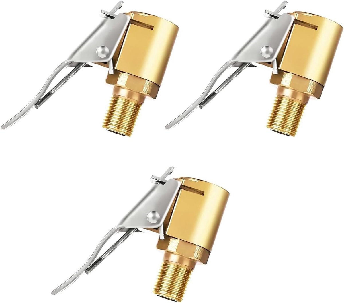 Set van 3 Fietsventiel Adapters voor Auto, Geschikt voor Franse Ventielen, Messing Luchtpomp Adapter, Universele Ventielclip voor Fietsen en Auto's