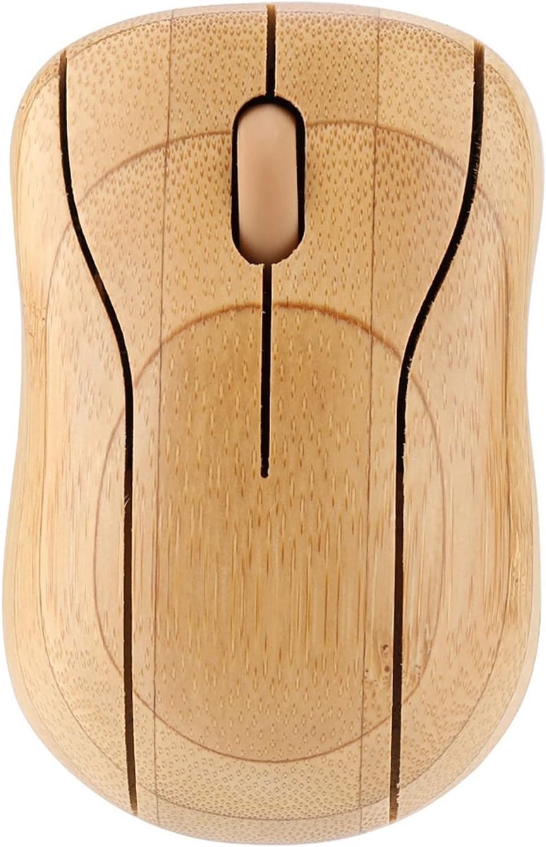 Draadloze Optische Muismat van Bamboe, Ergonomisch Ontwerp voor PC en Laptop, Stille Klik met Natuurlijke Houtafwerking