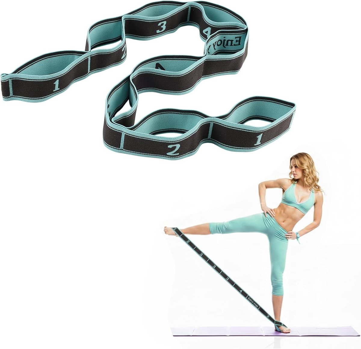 Elastische stretchband voor yoga en pilates, verbeter je flexibiliteit en voorkom blessures met deze ontspanningsgordel