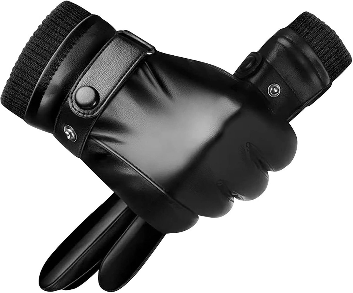 Winddichte Leren Handschoenen voor Koude Bescherming, Thermische Winterhandschoenen met Touchscreen voor Buitenactiviteiten en Casual Gebruik