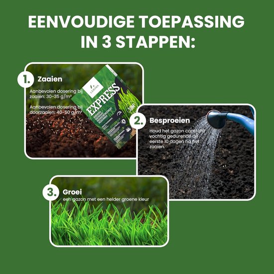 Graszaad - Gazon herstellen - Snel groen gazon - Snelgroeiende formule - 30 m² - Groen — afbeelding 3