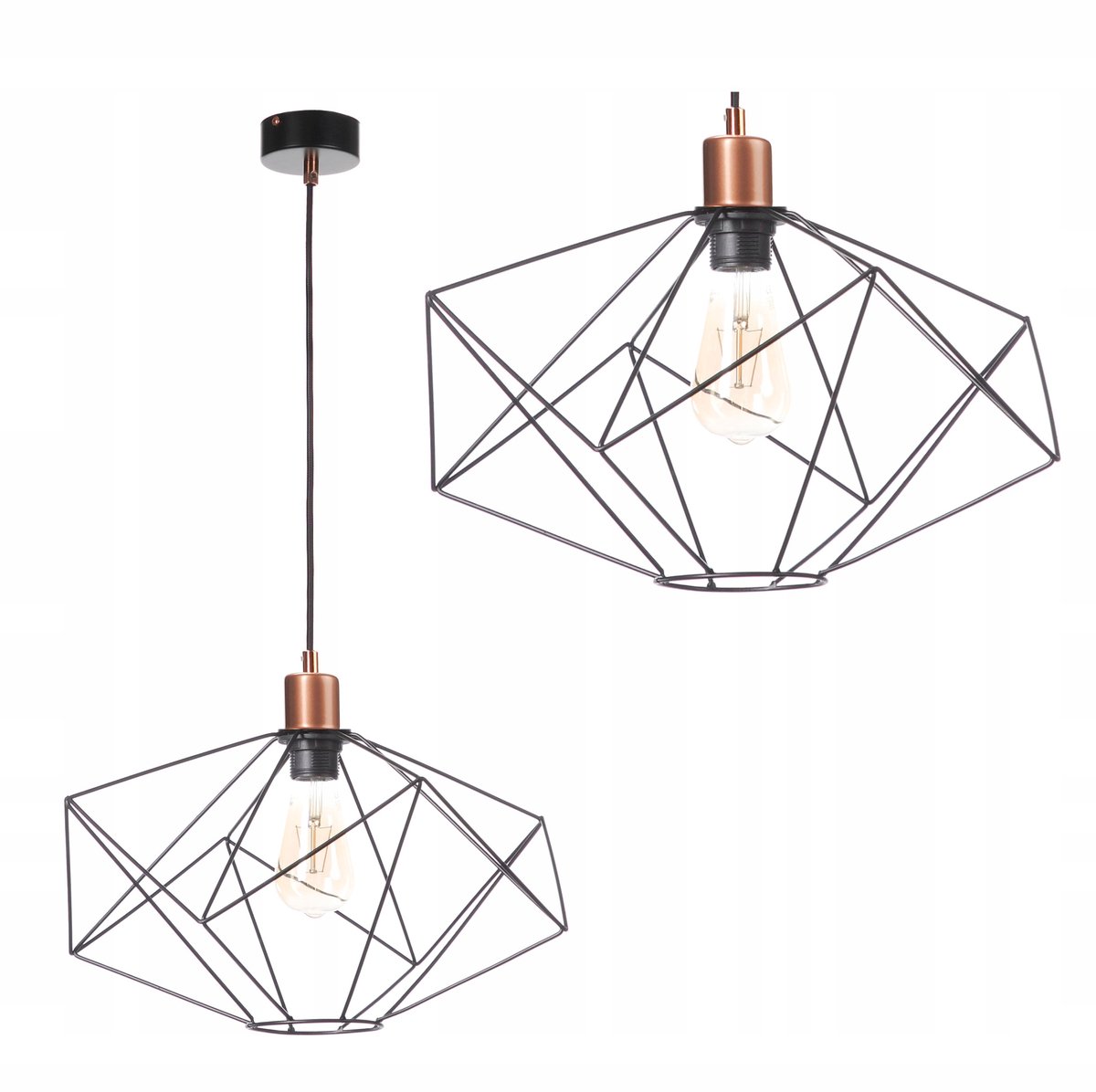 Industriële Loft Hanglamp Zwart/Koper E27
