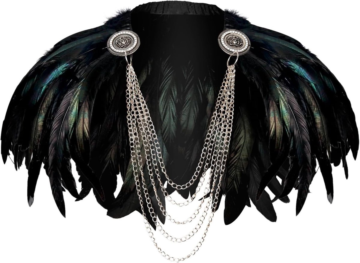 Gothic Veren Cape Sjaal Bolero met Ketting voor Halloween Cosplay en Feestkleding Accessoires