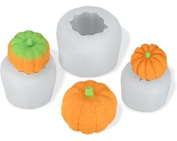 Pompoen Silicone Mallen - Kaars Mal - Zeep Mal - DIY Kaarsen - 3D Pompoen Vormen - Vormen in Klein, Medium en Groot, Mini Pompoen met 3 Gaten - Voor Halloween en Herfst