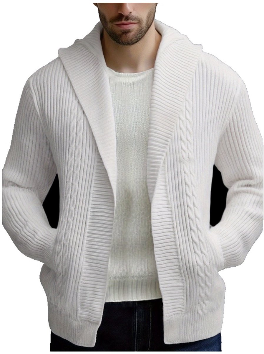 Currero Cardigan Heren Vest Mannen Met Knopen Volwassenen Warm Gebreid Vest Wit