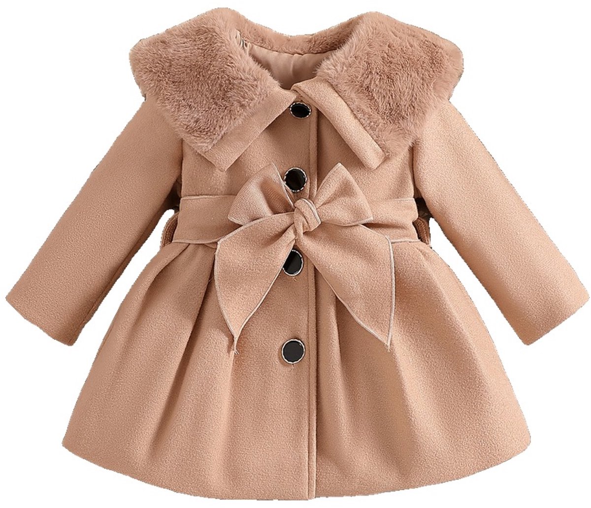 Currero Mantel Meisjes Tussenmantel Meisje Winter Jas Mantelpakje Trenchcoat Overjas Overcoat Winterjas 2-3 Jaar Beige