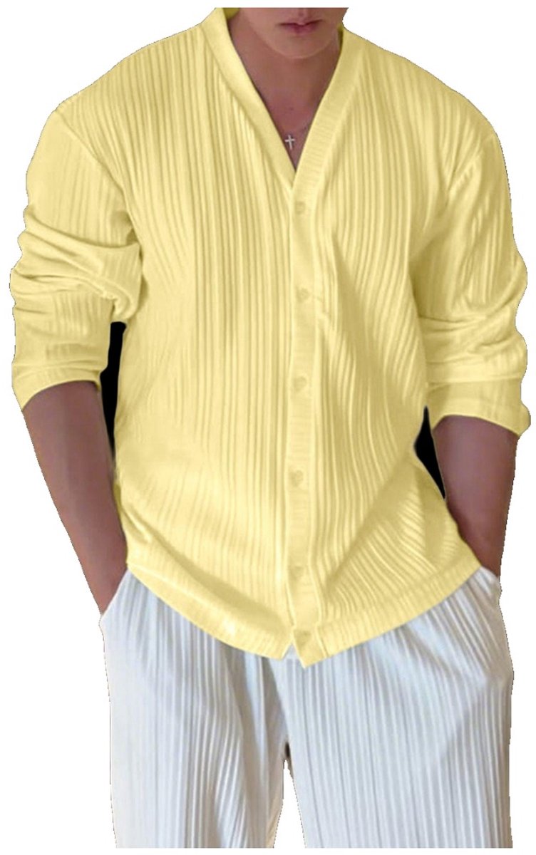 Currero Cardigan Heren Vest Mannen Met Knopen Volwassenen Warm Gebreid Vest Geel