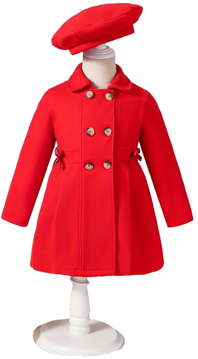 Currero Mantel Meisjes Tussenmantel Meisje Winter Jas Mantelpakje Trenchcoat Overjas Overcoat Winterjas 4 Jaar Rood