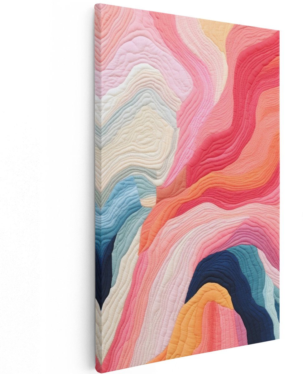 Artaza Canvas Schilderij Abstract - 100x150 cm - Groot - Wanddecoratie Abstract - Muurdecoratie Organisch - Decoratie Kleurrijk - Roze