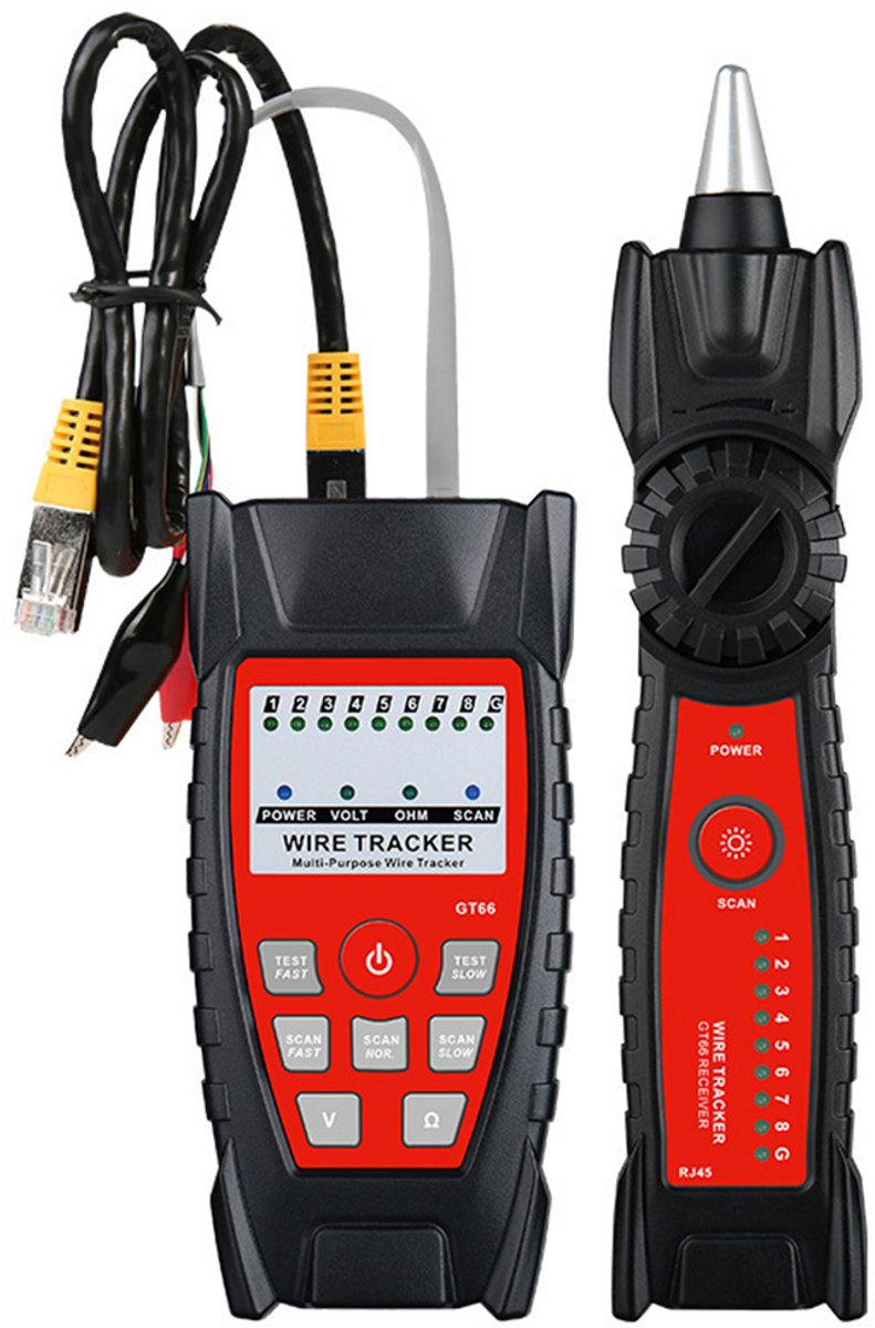 Netwerktester - Kabeltester - Storingsbestendige kabelzoeker - Netwerkkabeltracer - Multifunctionele netwerkkabeltester - Kabeltracer - Zwart & Rood