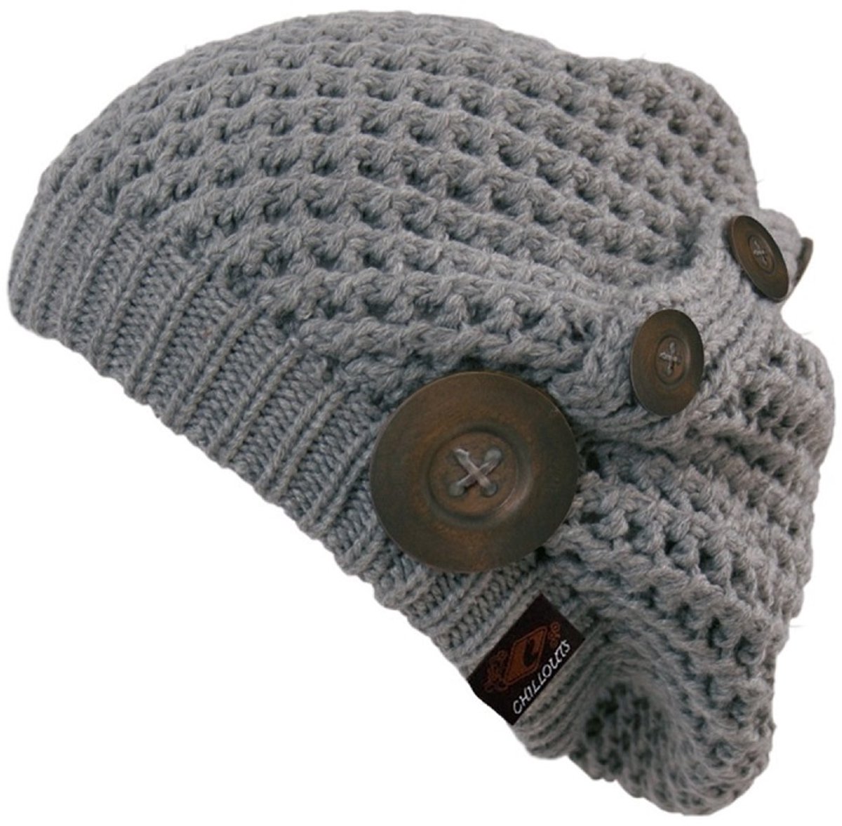 Chillouts beanie muts Nelly met knopen grey