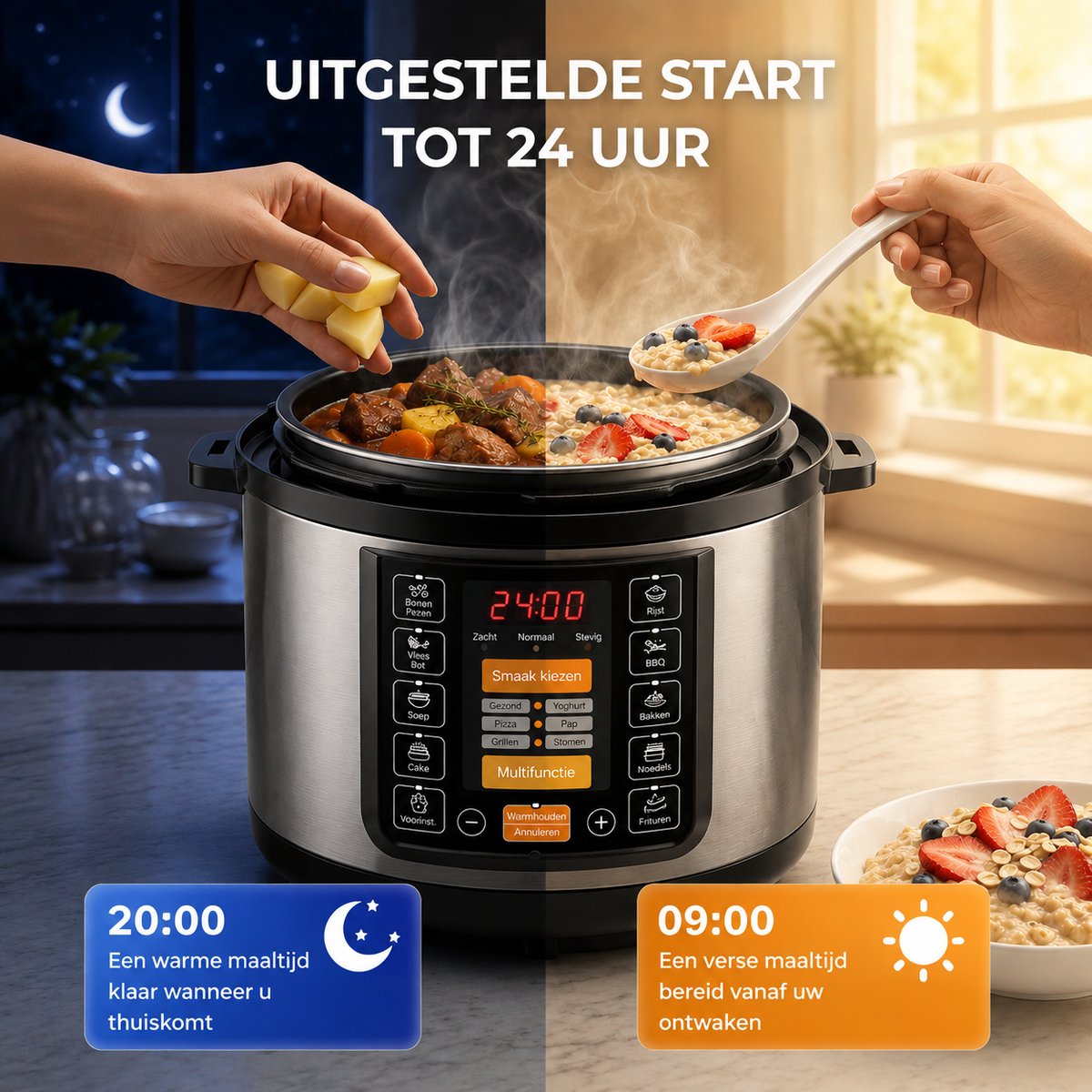 Rijstkoker -15-in-1 Elektrische Rijstkoker en Multicooker van RVS – Snelkookpan, Slowcooker, Stoomkoker, Yoghurtmaker en Sauteerfunctie – foto 5