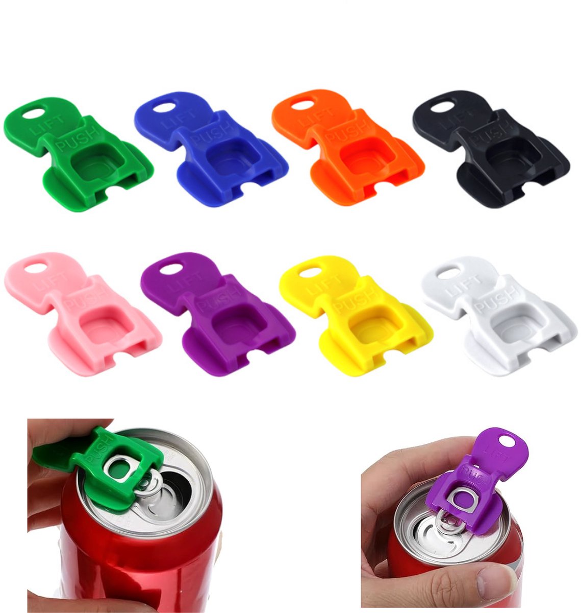 Flesopener - blikopener - draagbare flesopener - luchtdicht en stofbestendig - gemakkelijk te openen blikopener - 8 kleuren - 8 stuks