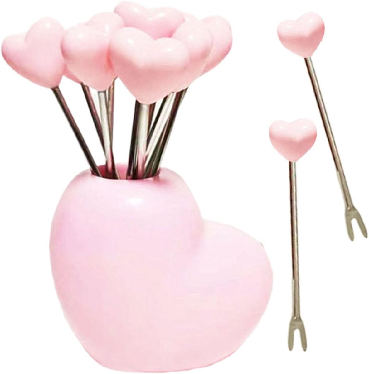 Borrelplank Vorken - Dessert Prikkers - Elegante Tafel Decoratie - Herbruikbaar Roestvrij Staal - 10 Stuks - Liefde