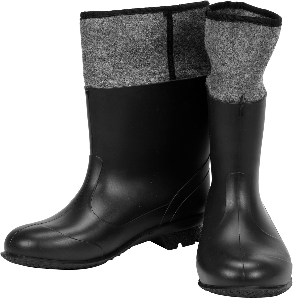 Natrix PVC Werklaarzen met Viltvoering - Thermisch Geïsoleerde & Waterdichte Regenlaarzen - Bosbouw & Tuinlaarzen - Hoogte 31 cm - Maat 40 / Voetlengte 25.7 cm - Zwart/Grijs (Categorie I)