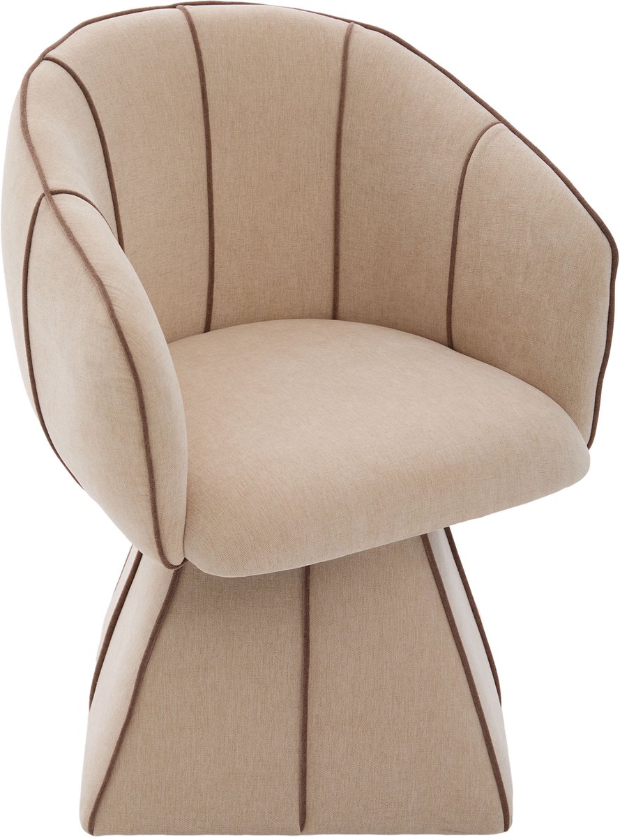 MUVANO Chenille Draaistoel - Kameelbruine Fauteuil - Ergonomische Leesstoel - 56x54x74,5cm - 360 Graden Draaibaar - Woonkamer Kameelbruin