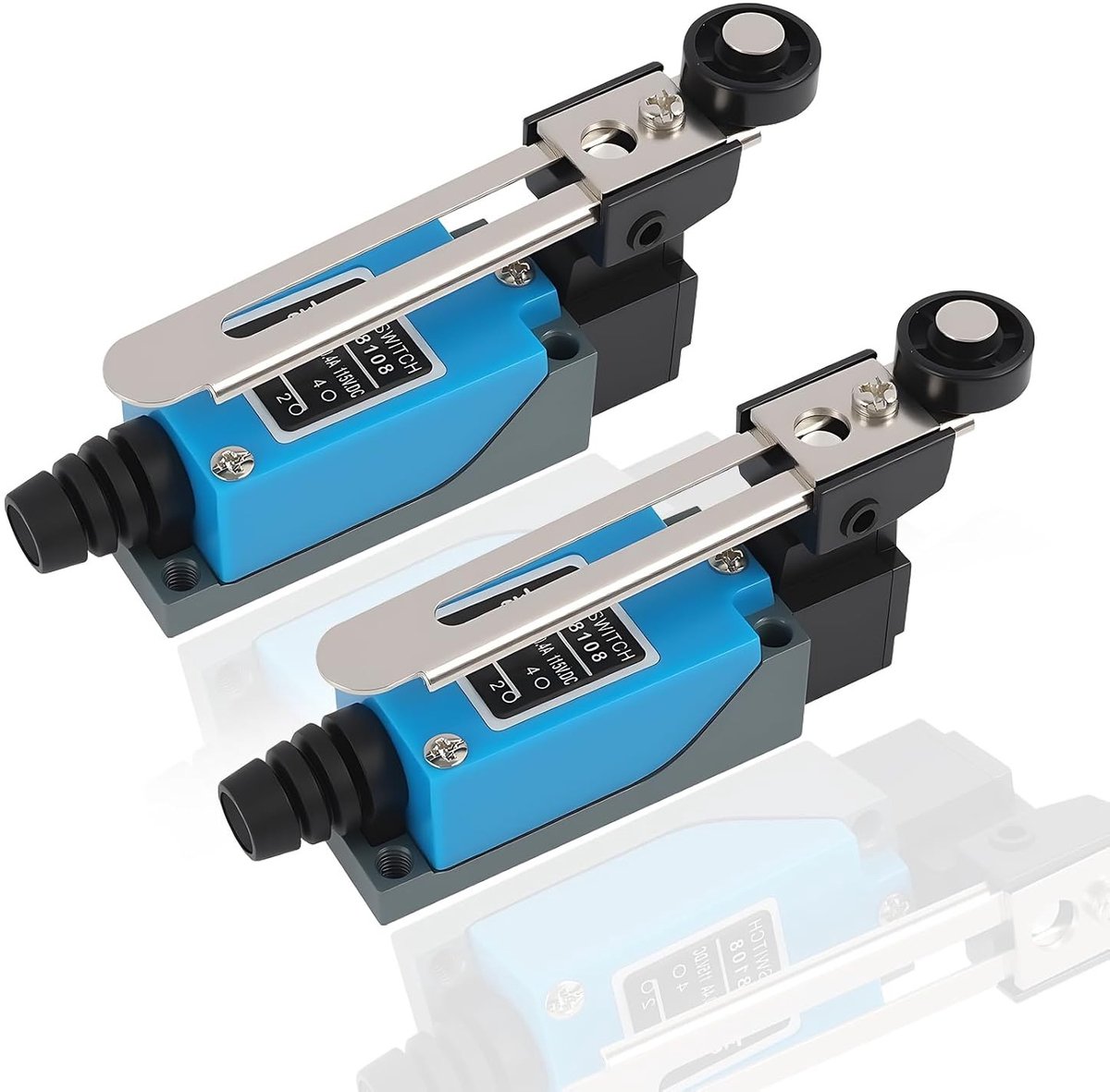 2 Stuks Verstelbare Limit Switches met Rolarm NC-NO voor CNC Freesmachines en Industriële Toepassingen 250V AC 5A 115V DC 0.4A