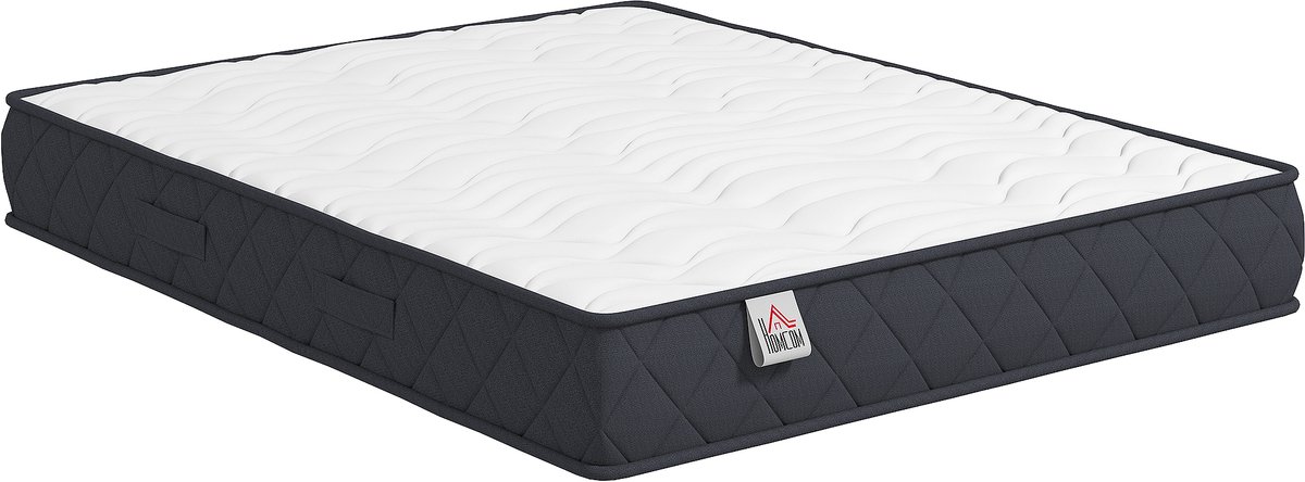 HOMCOM Matras - Gebreide stof (100% polyester), traagschuim - 200 x 160 x 20 cm - Wit en grijs