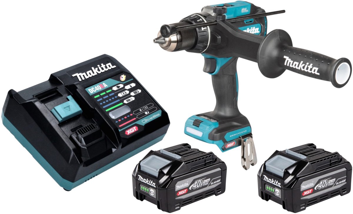 Makita HP 003 GU201 accu-slagboormachine 40 V max. 180 Nm borstelloos + 2x accu 4,0 Ah + oplader