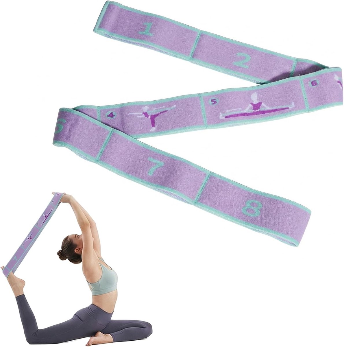 Verstelbare Yogariem met 8 Graden Gespen, Ideaal voor Stretching, Pilates en Krachttraining voor Kinderen en Volwassenen