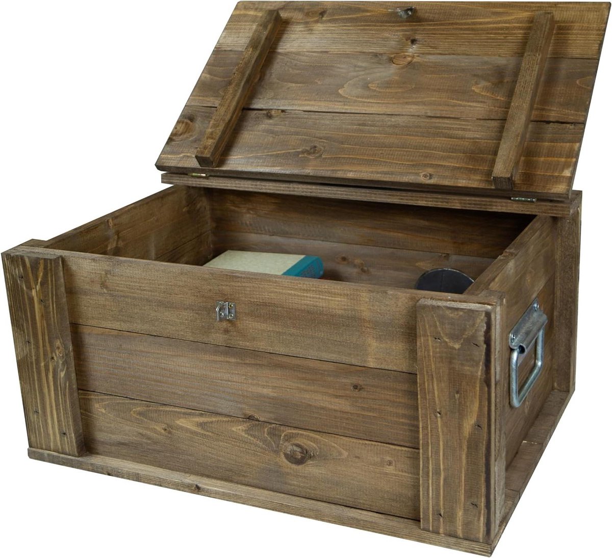 Houten Kist - Opbergkist Decoratiekist - Spullen Opbergen - Massief Hout - 50 x 36 x 26 cm - Bruin