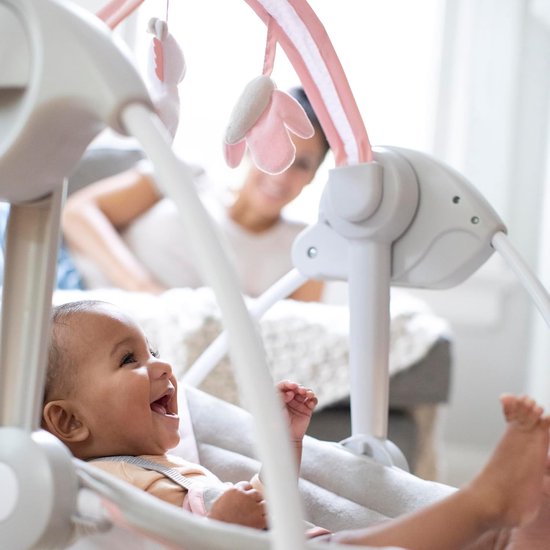 Draagbare babyschommel - Baby schommelstoel - Baby kalmeren - 6 Snelheden en melodieën - Compact ontwerp - Roze — afbeelding 4
