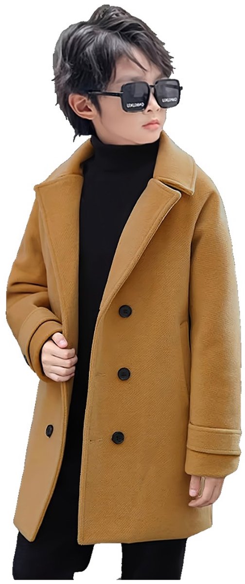 Currero Mantel Jongens Tussenmantel Jongen Winter Jas Mantelpakje Trenchcoat Overjas Overcoat Winterjas 4-5 Jaar Beige