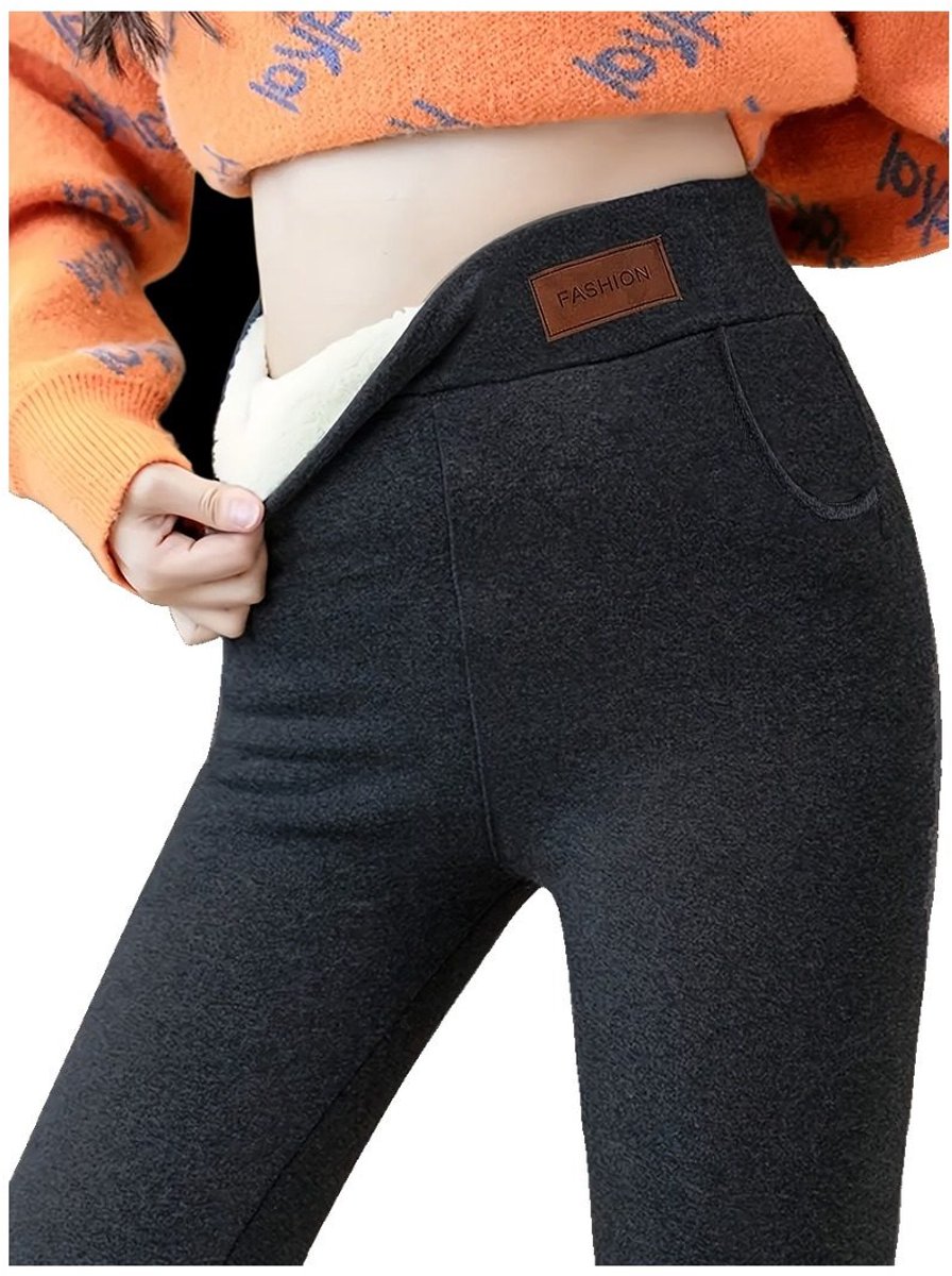 Currero Warme Broek Dames Thermo Fleece Winterbroek Joggingbroek Sweatpants Grijs