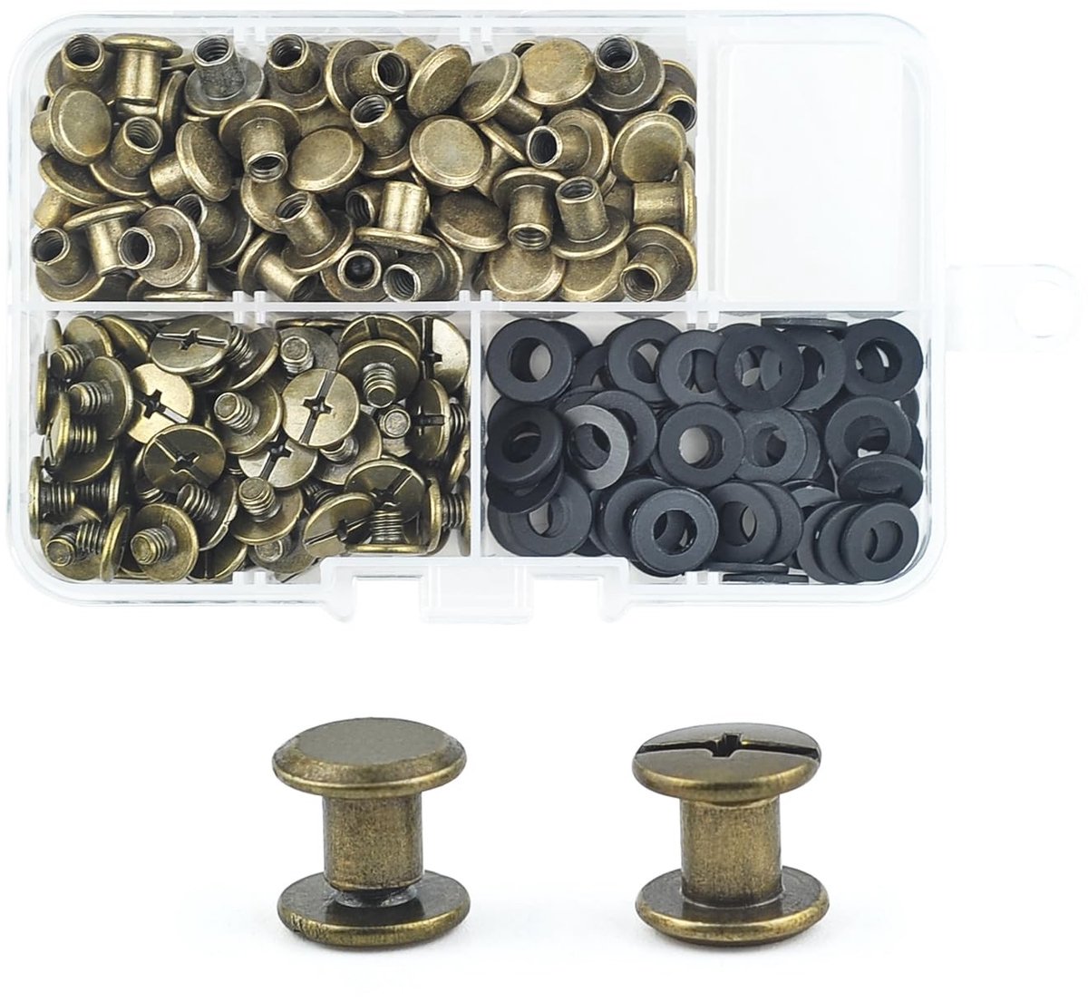 80 Sets Chicago Screw Post M5x6mm Metaal Rivets voor Reparatie van Bagage, Portemonnees, Rugzakken en Meer (Bronzen Kleur)