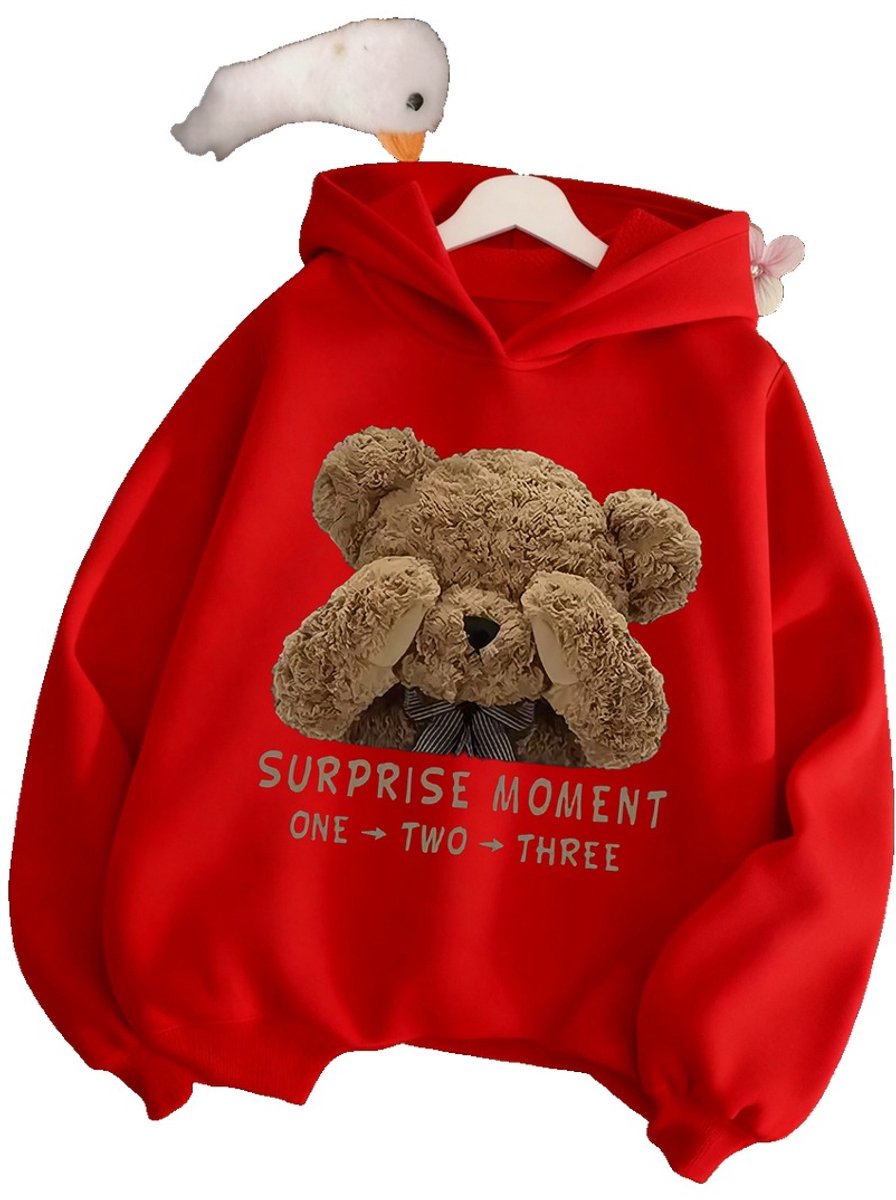 Currero Hoodie Meisjes Warme Hoodie Met Capuchon Comfortabele Sweater Meisje Casual Trui Pullover Meisjestrui 9-10 Jaar Rood
