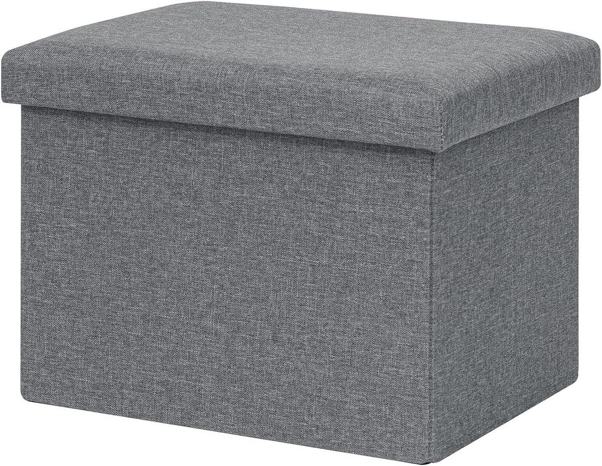 Opvouwbare opbergkruk - Zitbank met deksel - Ruimte besparen - Robuuste constructie - 42 x 32 x 32 cm - Grijs