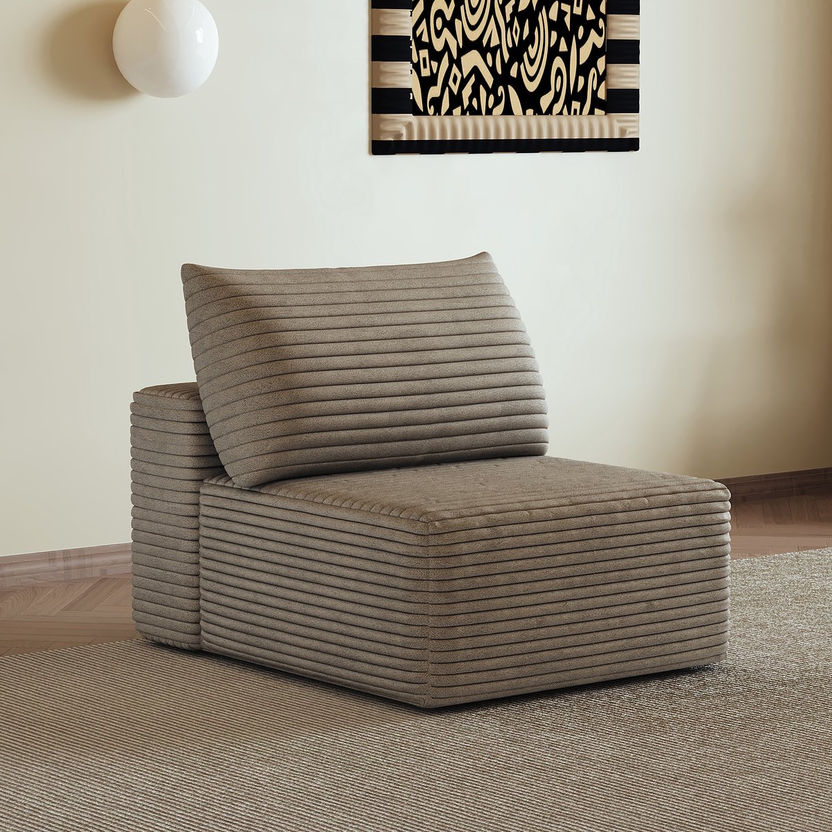VVBV Fauteuil 70x95x83 cm - Geen Montage Nodig, Modulair Ontwerp, 1-Zits - Camel, Stof