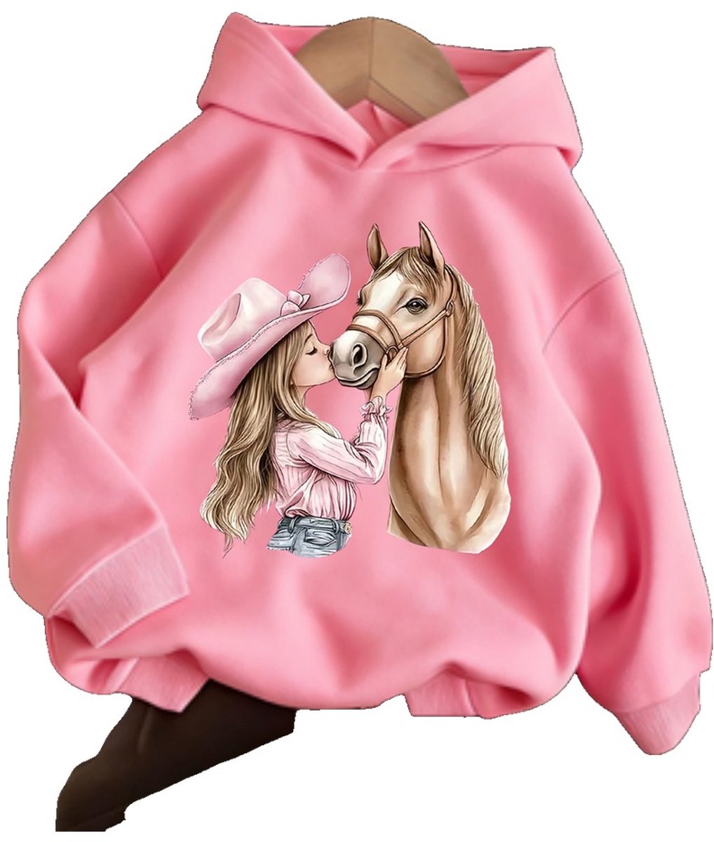 Currero Hoodie Meisjes Warme Hoodie Met Capuchon Comfortabele Sweater Meisje Casual Trui Pullover Meisjestrui 11-12 Jaar Rode Roos