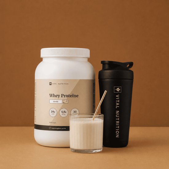 Vital Nutrition Whey Proteïne - Eiwitgehalte van 81% - Eiwitblend: concentraat, isolaat en hydrolisaat - 33 shakes (1000 gram) - Vanille — afbeelding 3