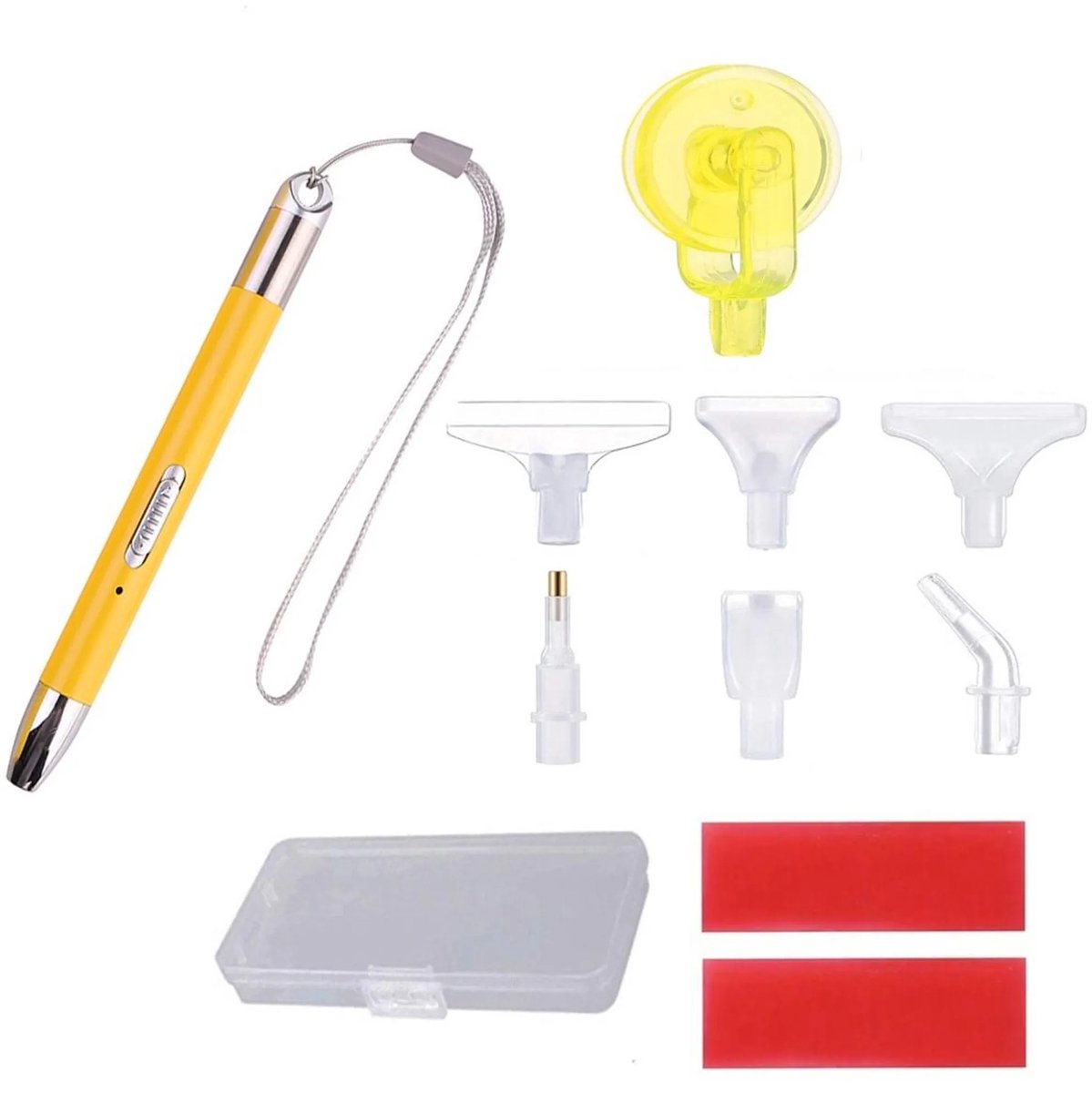casalora - Diamond Painting Pen - Inclusief opbergdoosje en 6 opzetstukjes - USB aansluiting - 2 soorten licht - Geen Elektrische Pen - Geschikt voor doe-het-zelf nagelkunsttechnieken - Geel