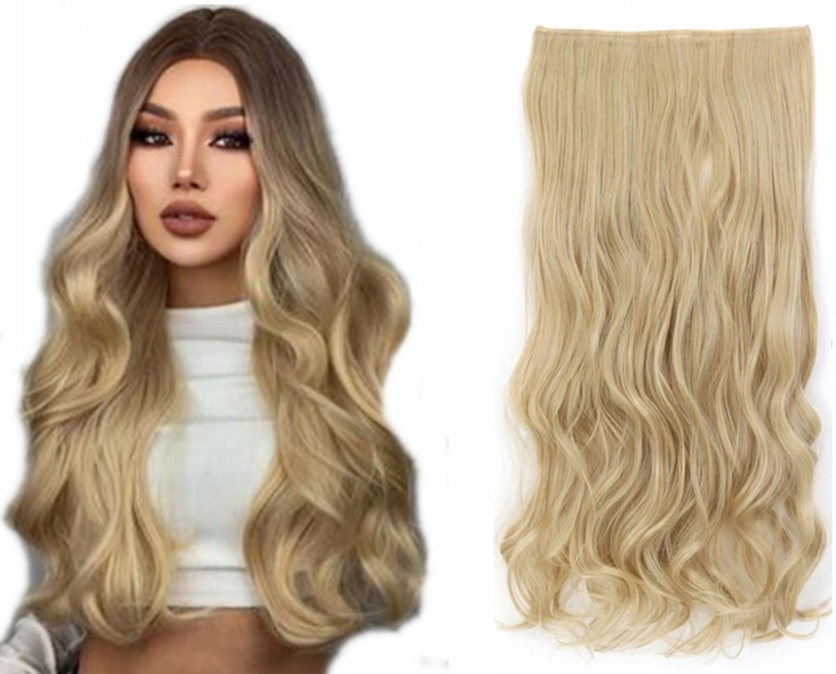 Clip-in Haarverlenging Middelblond Golvend 55cm Synthetisch