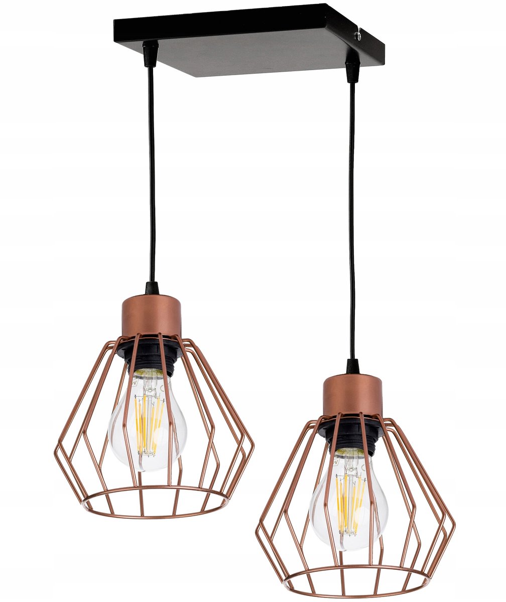 Hanglamp Loft Diamant Koper E27 2-lichts