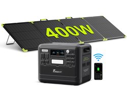FOSSiBOT F2400 Zwarte Luxe Set + SP400PRO Zonnepaneel |2048Wh/640000mAh Draagbare LiFePO4 Powerstation, 2400W continu, 4800W piekvermogen, 420W opvouwbaar zonnepaneel, 23,4% hoog rendement, IP67 waterbestendig voor kamperen, camper en thuisnoodstroom