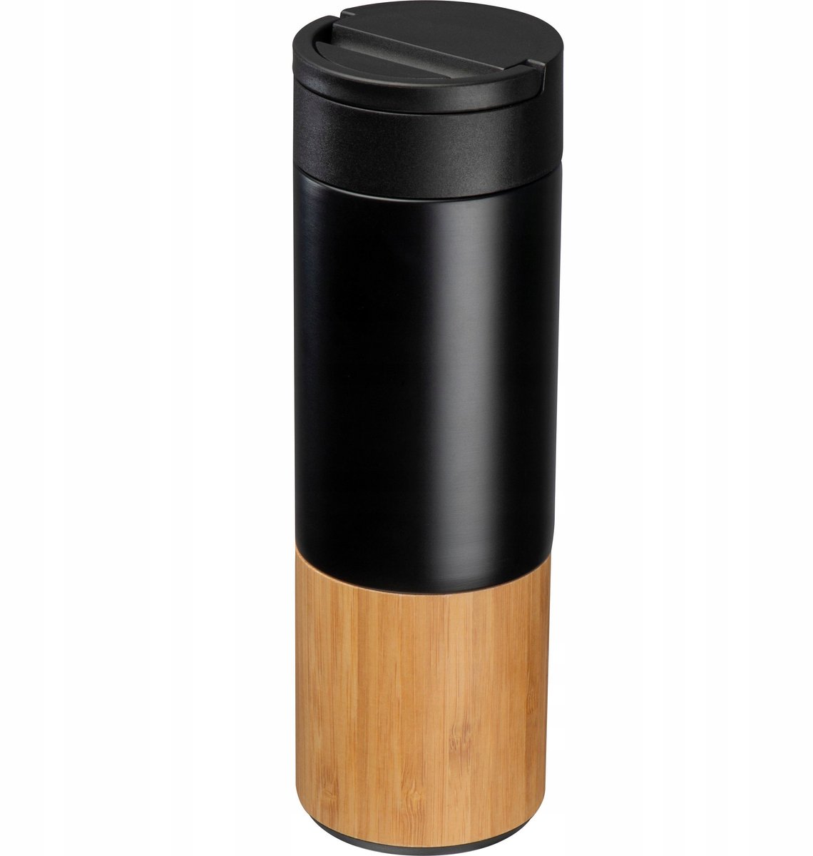 Merkloze Thermosfles 500 ml - Zwart, Bamboe Bodem