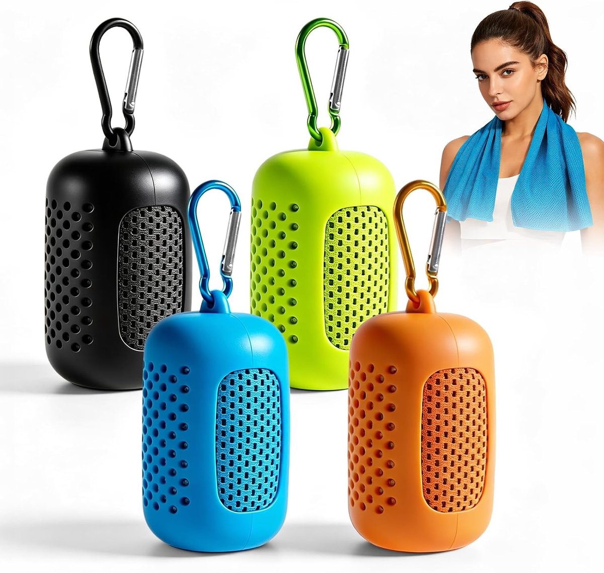 Set van 4 Sneldrogende Microvezel Koelhanddoeken voor Sport, Fitness en Outdoor Activiteiten - 30 x 90 cm met Siliconen Opberghoes