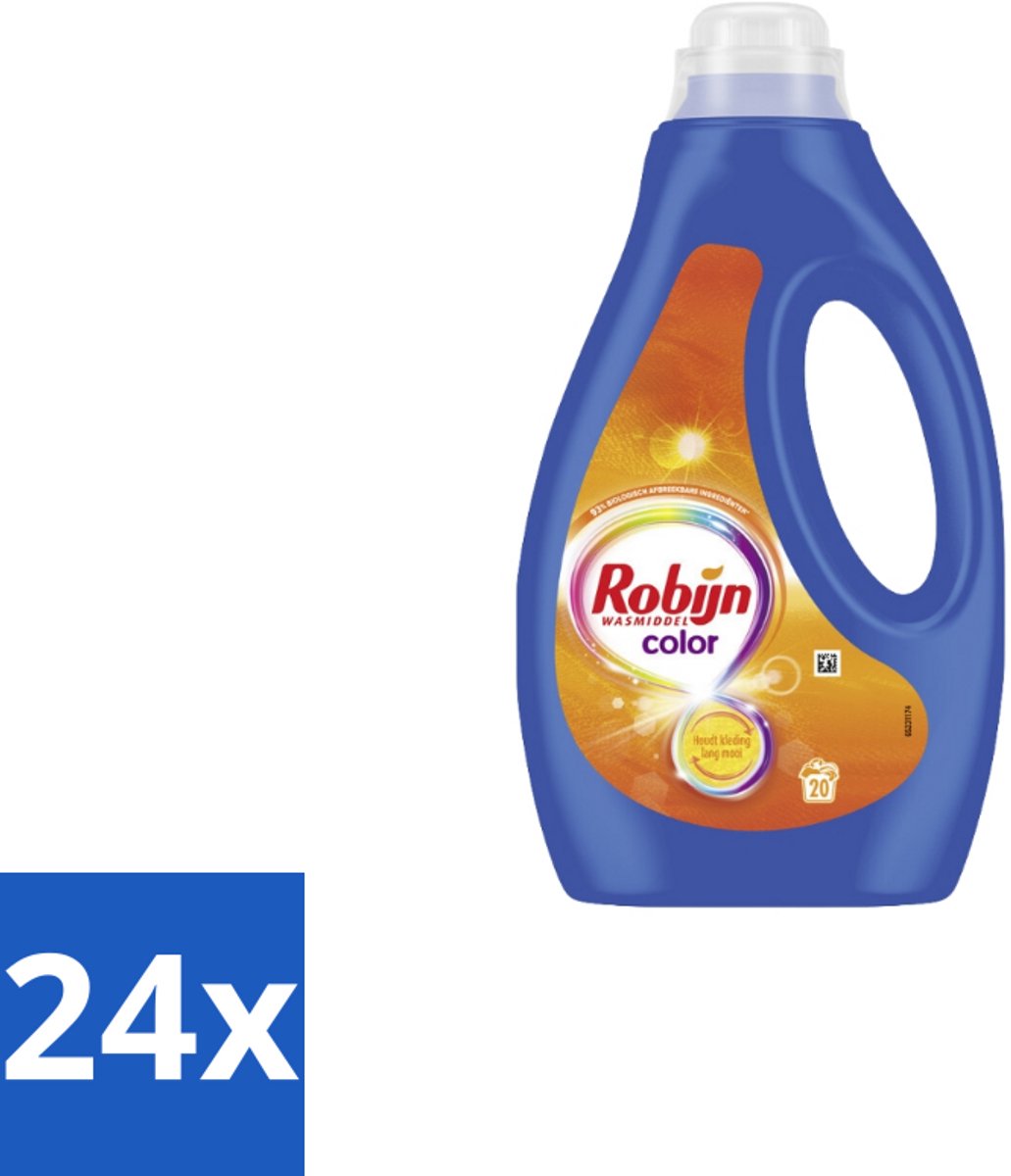 Robijn – Vloeibaar Wasmiddel – Color – 20 wasbeurten - Voordeelverpakking - 24 stuks