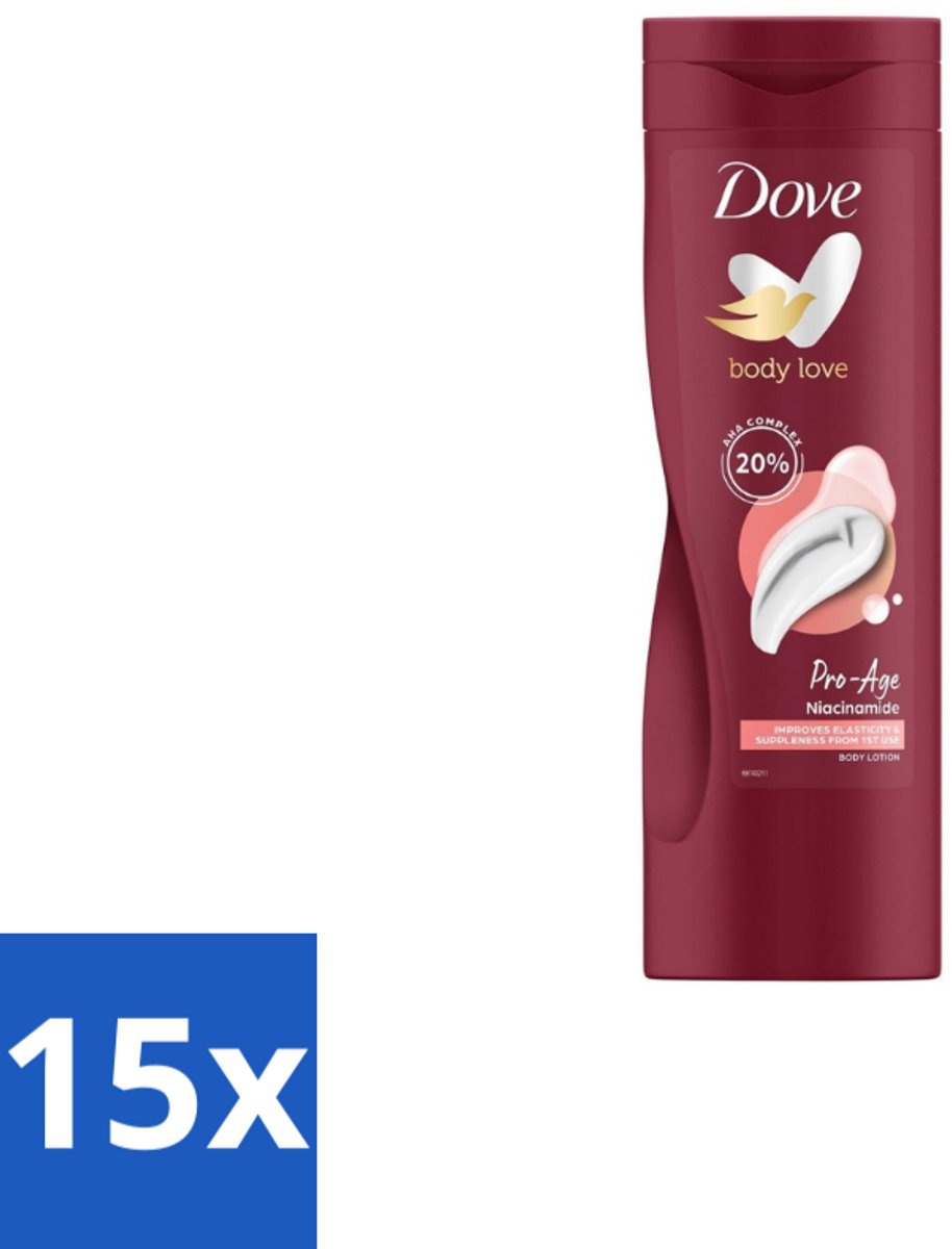 15 x Dove – Bodylotion – Body Love Pro Age – 400 ml - Body Lotion - Huidverzorging - Hydratatie - AHA - Niacinamide