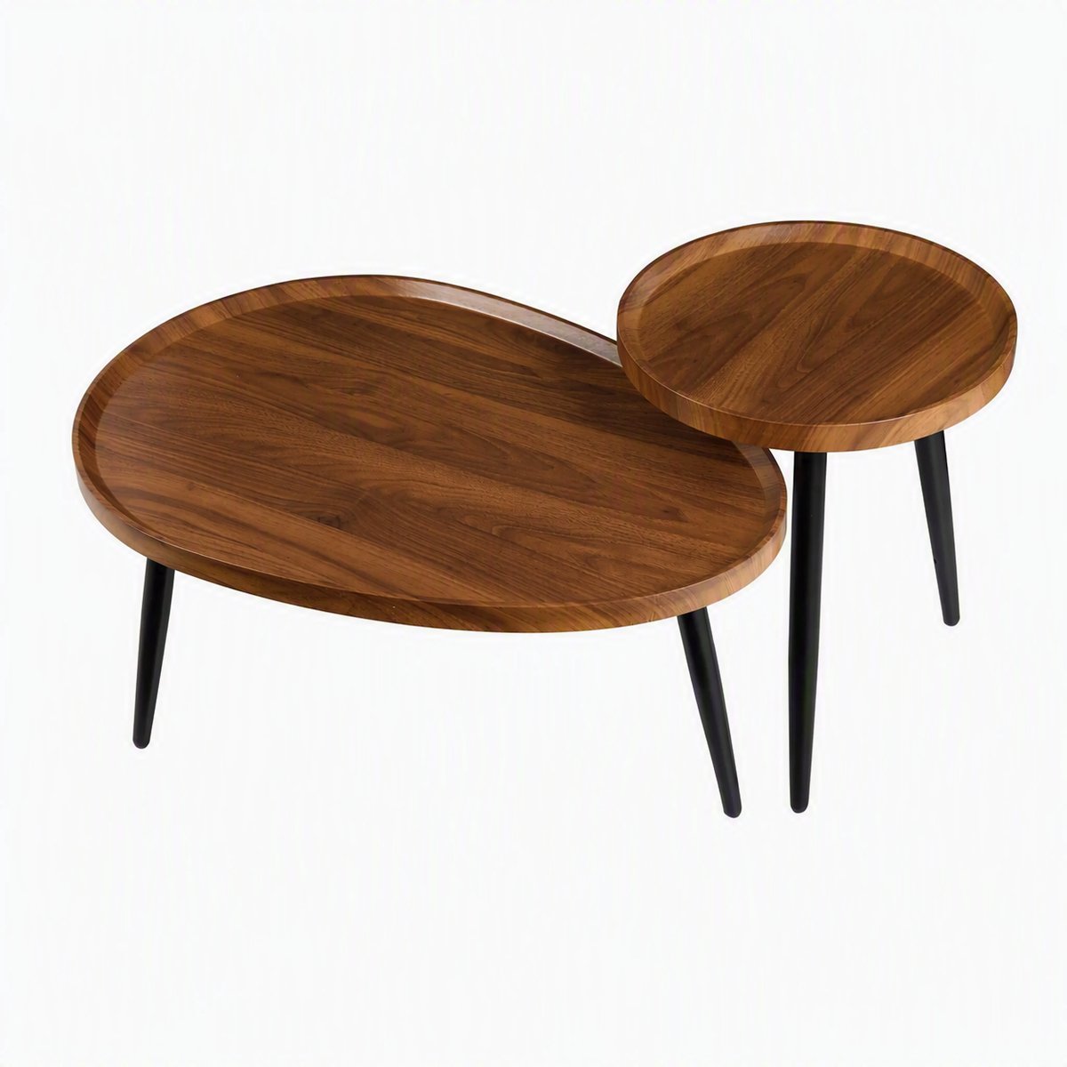 Nutrella Salontafels - Bijzettafels - Salontafel Walnoot - Druppelvorm - 80 x 55 x 38 cm - Hittebestendig - Waterdicht